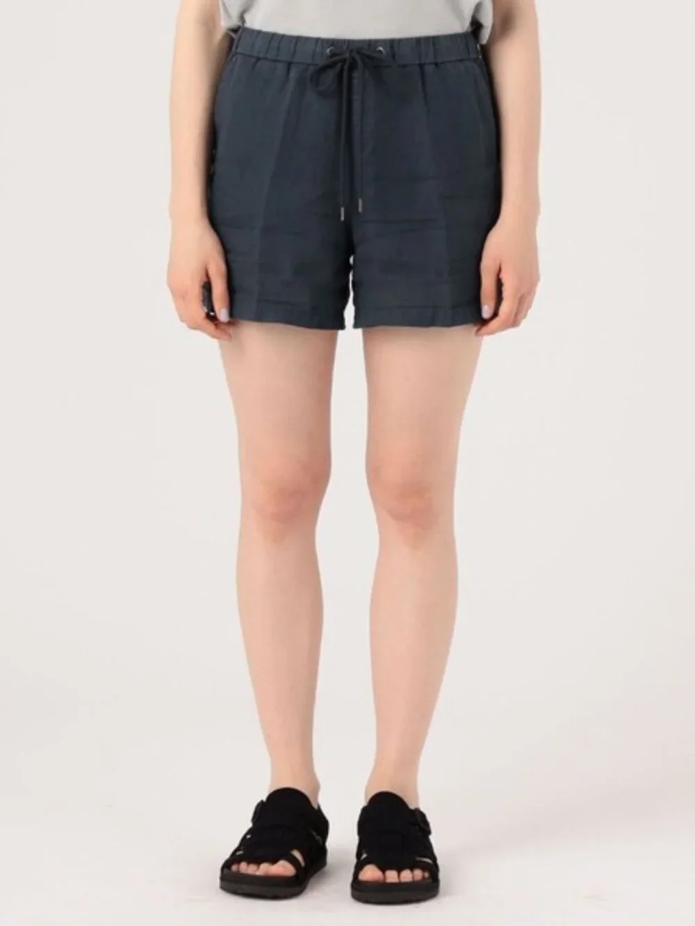 James Perse Linen-Blend Canvas Drawstring Shorts Dark Gray Size 3 (M/L)
